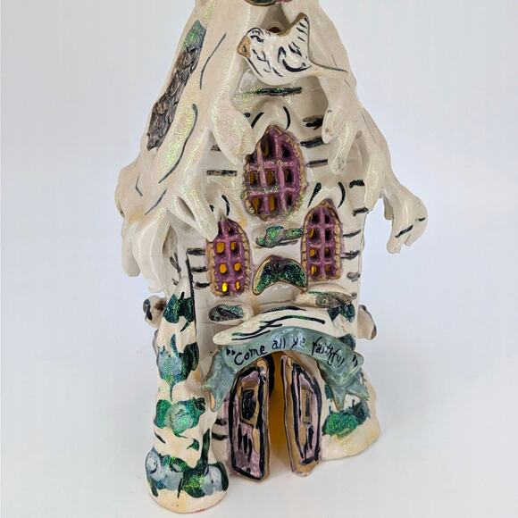 Heather Goldminc Christmas Church Tealight Holder Come All Ye Faithful Blue Sky - Picture 8 of 14